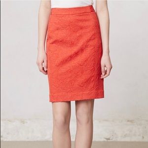 [Vanessa Virginia]Orange Rose Brocade Pencil Skirt
